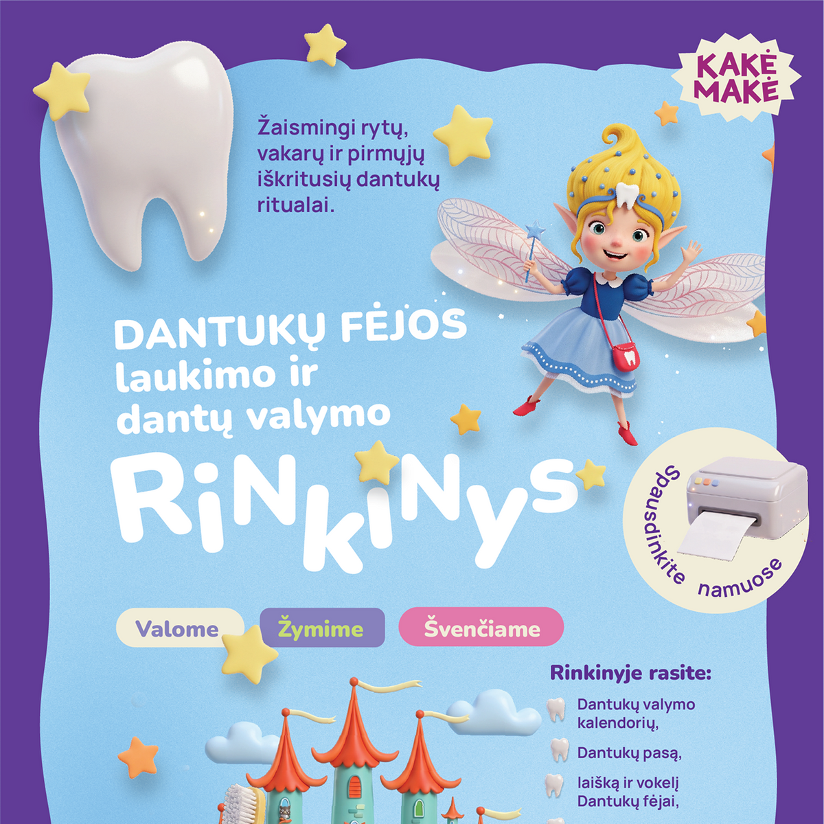 Dantukų fėjos laukimo ir dantų valymo skaitmeninis rinkinys, 8 dalys (atsisiųsti) - nuotrauka 4