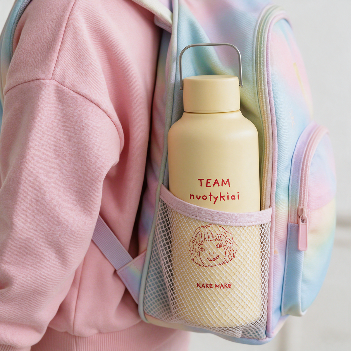 Kakė Makė x EQUA gertuvė 600 ml „Nuotykiai prasideda nuo šypsenos“ (gelsva)