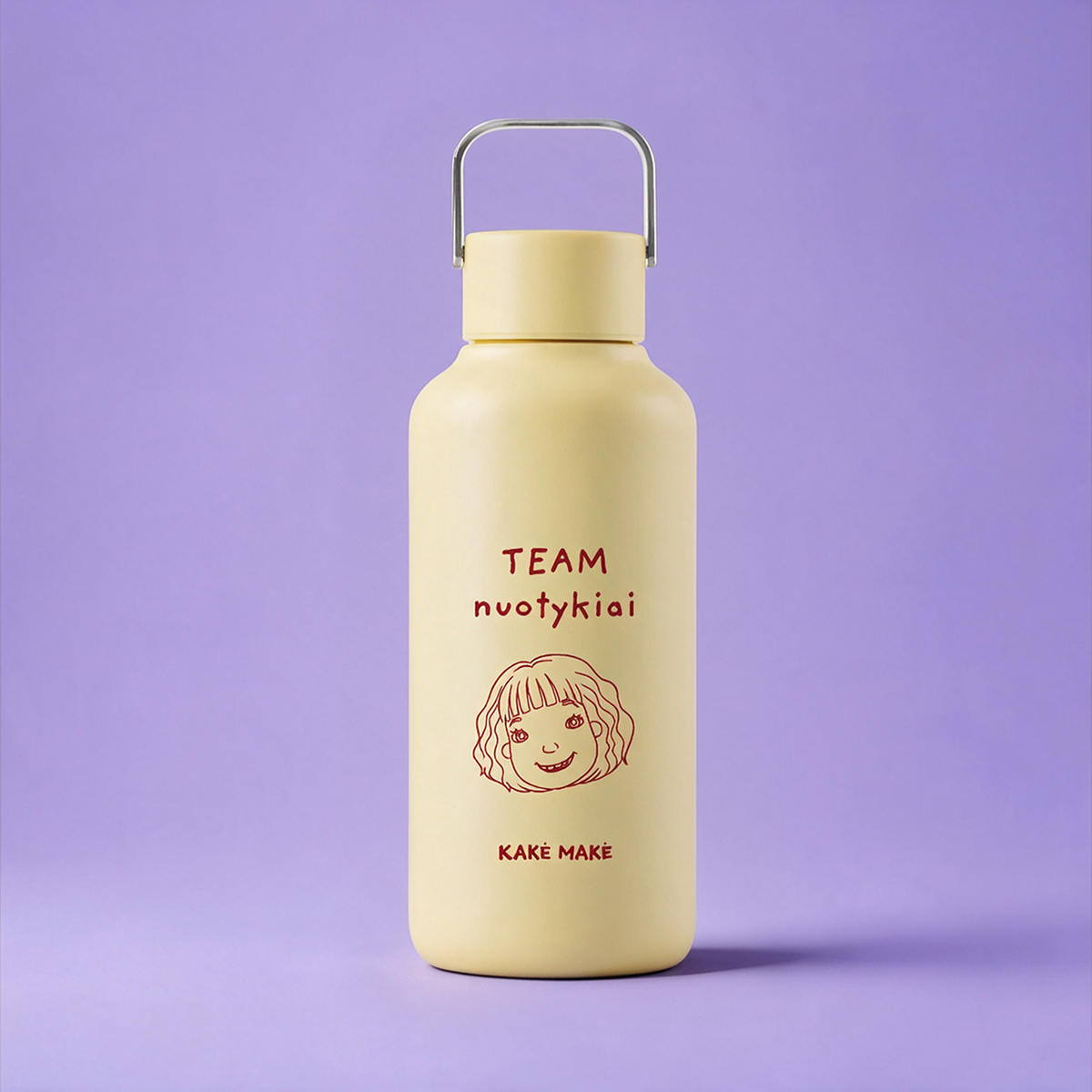 Kakė Makė x EQUA gertuvė 600 ml „Nuotykiai prasideda nuo šypsenos“ (gelsva)