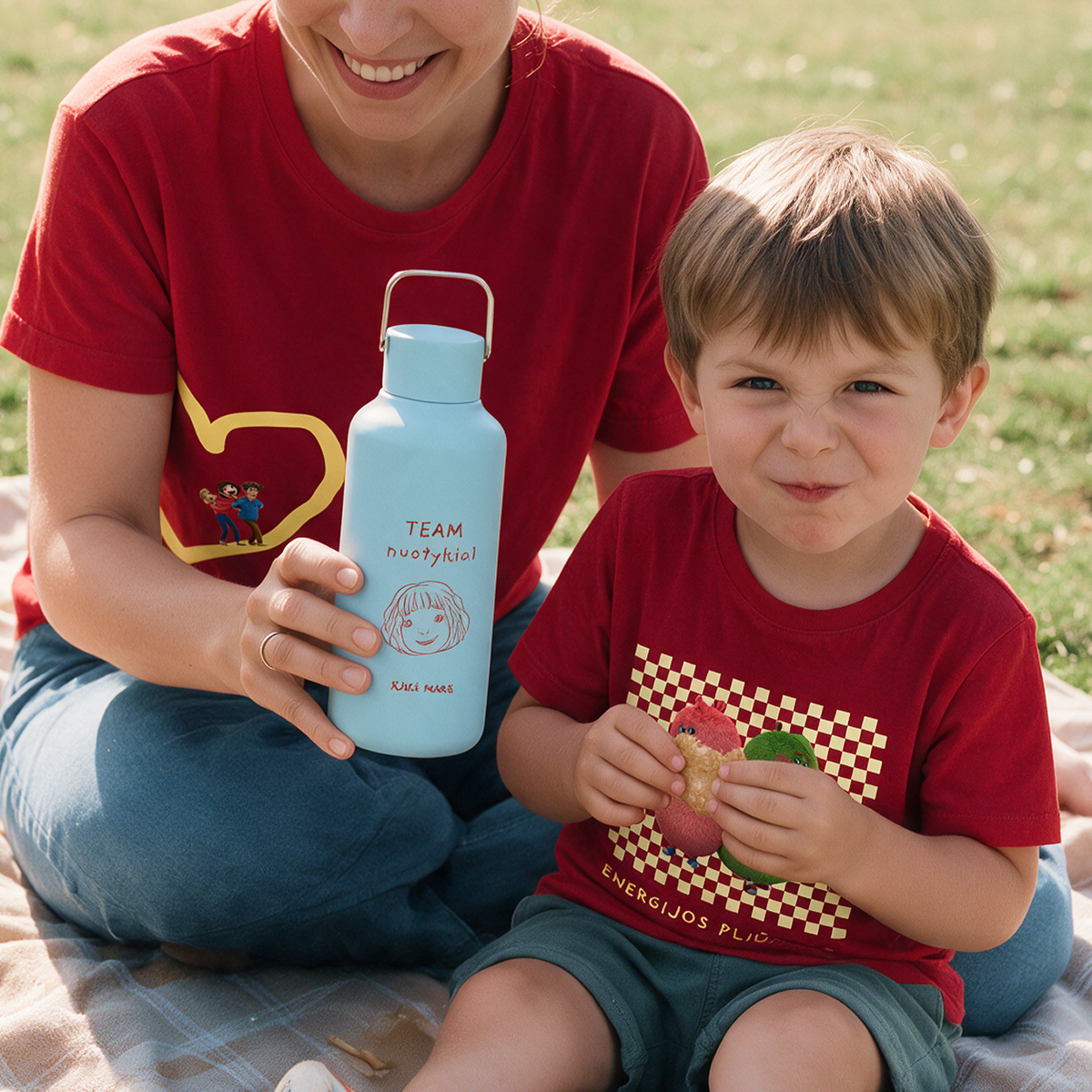 Kakė Makė x EQUA gertuvė 600 ml „Nuotykiai prasideda nuo šypsenos“ (melsva)