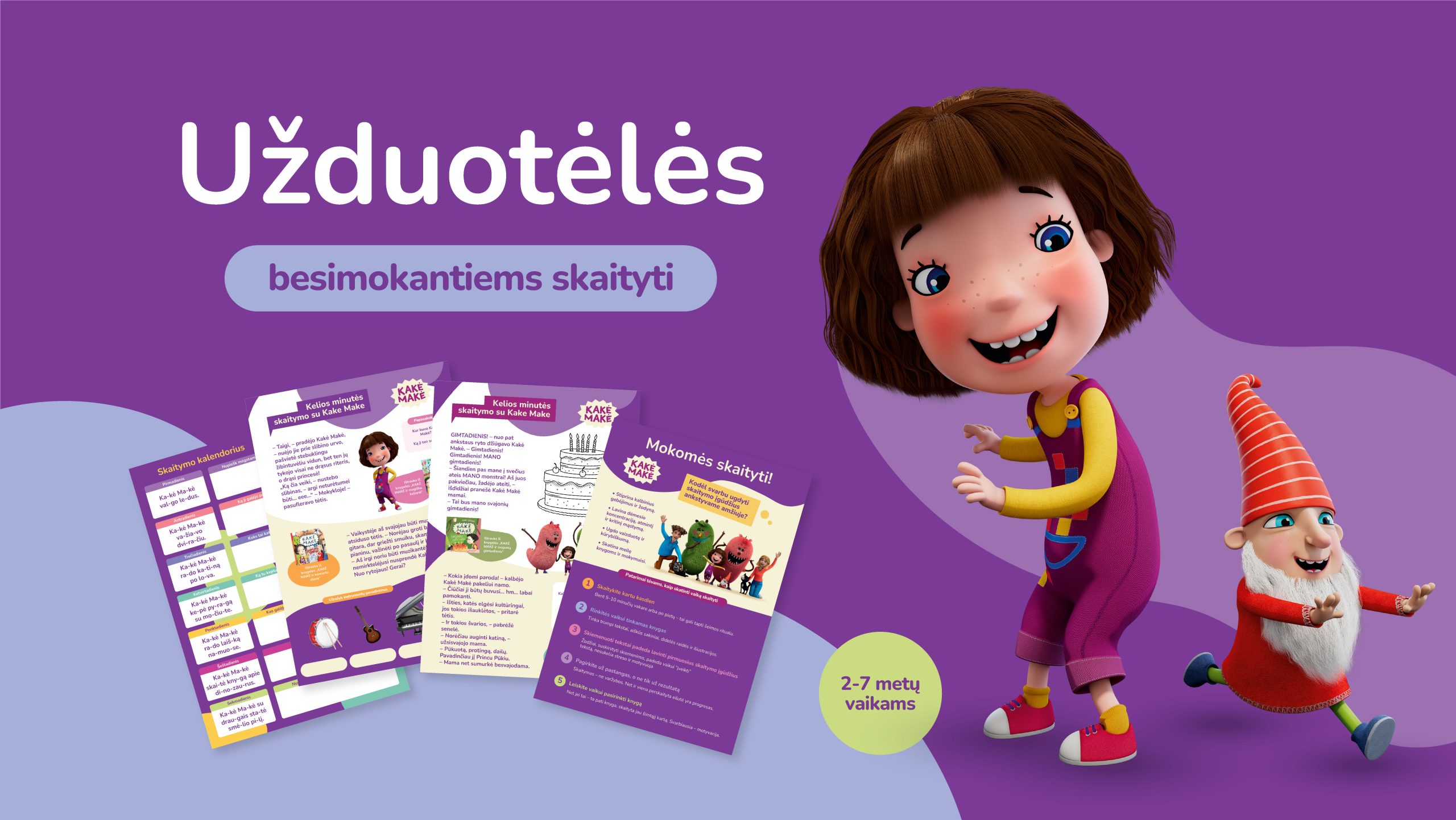 užduotėlės mokomės skaityti su Kake Make
